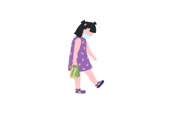 Kindergarten Girl in Medical Mask