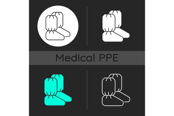 Medical Boot Covers Dark Theme Icons Set