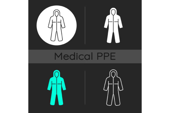 Medical Coveralls Dark Theme Icons Set Review