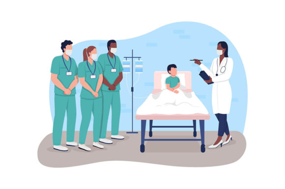 Medical Internship 2D Vector Banner for Embroidery Use