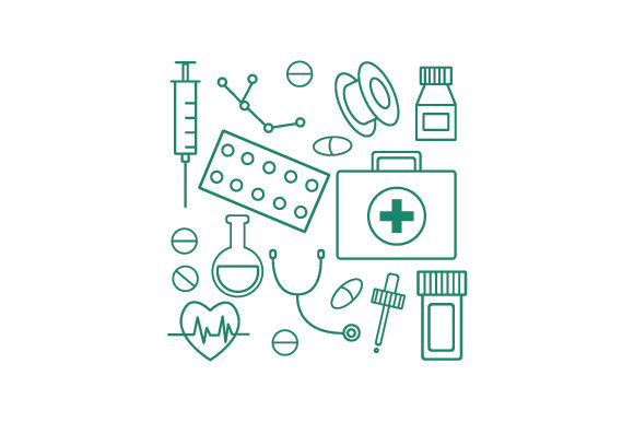 Medical Item Doodles Background