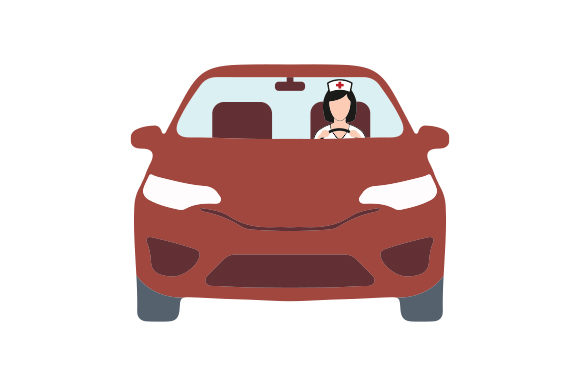 Nurse Driving a Car