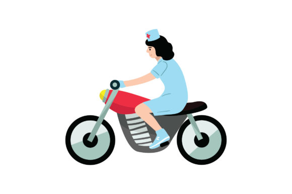 Nurse Riding a Motorcycle