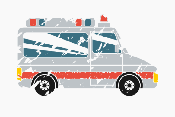 Side View Brush Strokes Ambulance Car